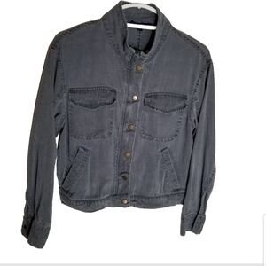 Jane & Delancey Jacket Women's Small Crop Utility Zip And Snap Closure Gray